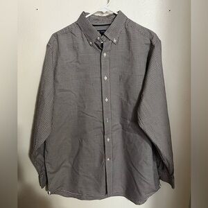 CREMIEUX Classic Checkered Plaid Button Down Dress Shirt Black Brown Men's Sz L